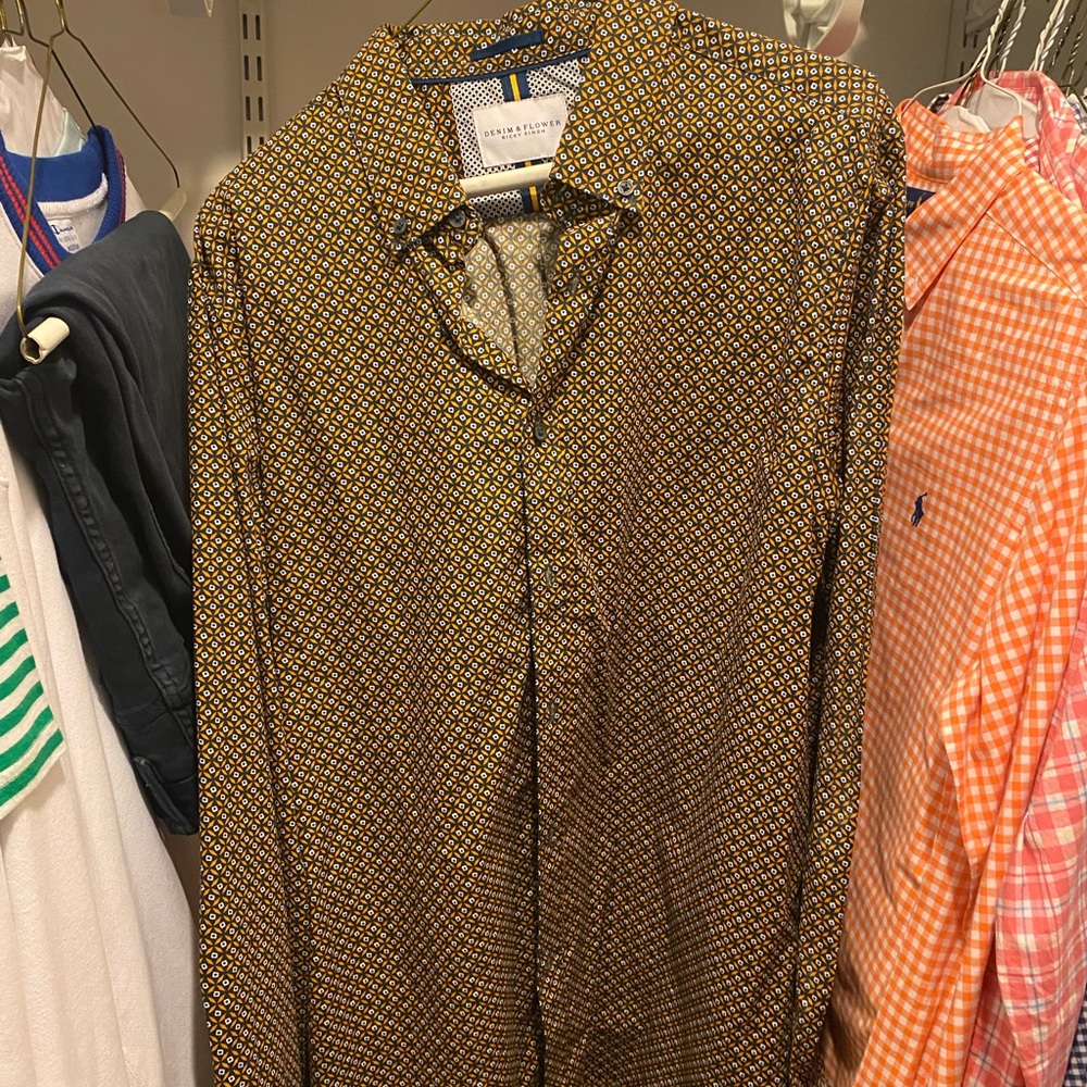 Denim & Flower Black and Gold Geometric Shirt